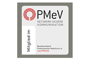 Logo of the Professional Mobile Radio Association (PMeV), linking to the official PMeV website. Opens in a new tab.